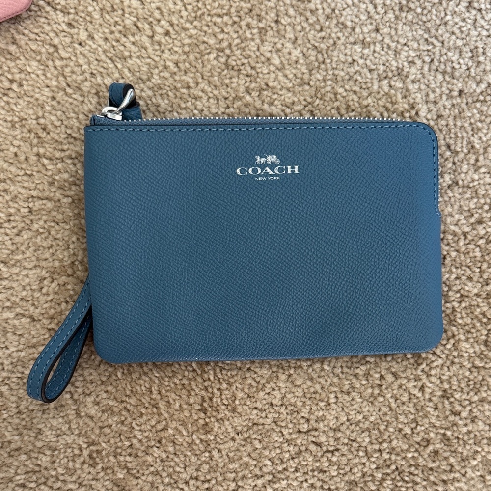 Coach Teal Leather Wristlet